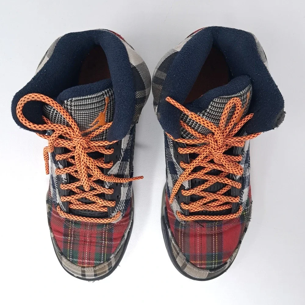 Nike Air Jordan 5 Retro Plaid Brown Red Orange Patchwork (FD4814-008) Size 5Y